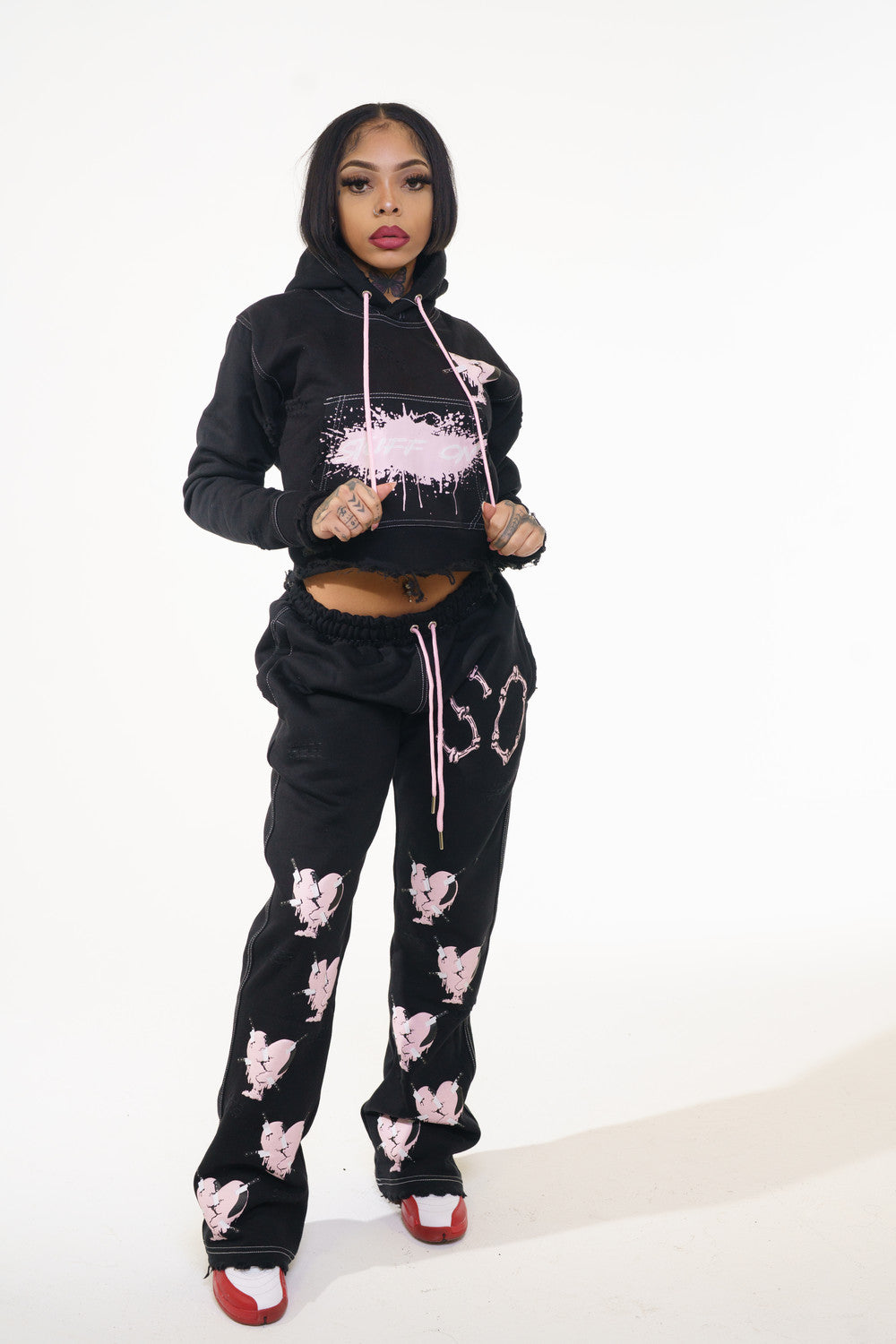 Women's SO Black & Pink "Hearts" Set