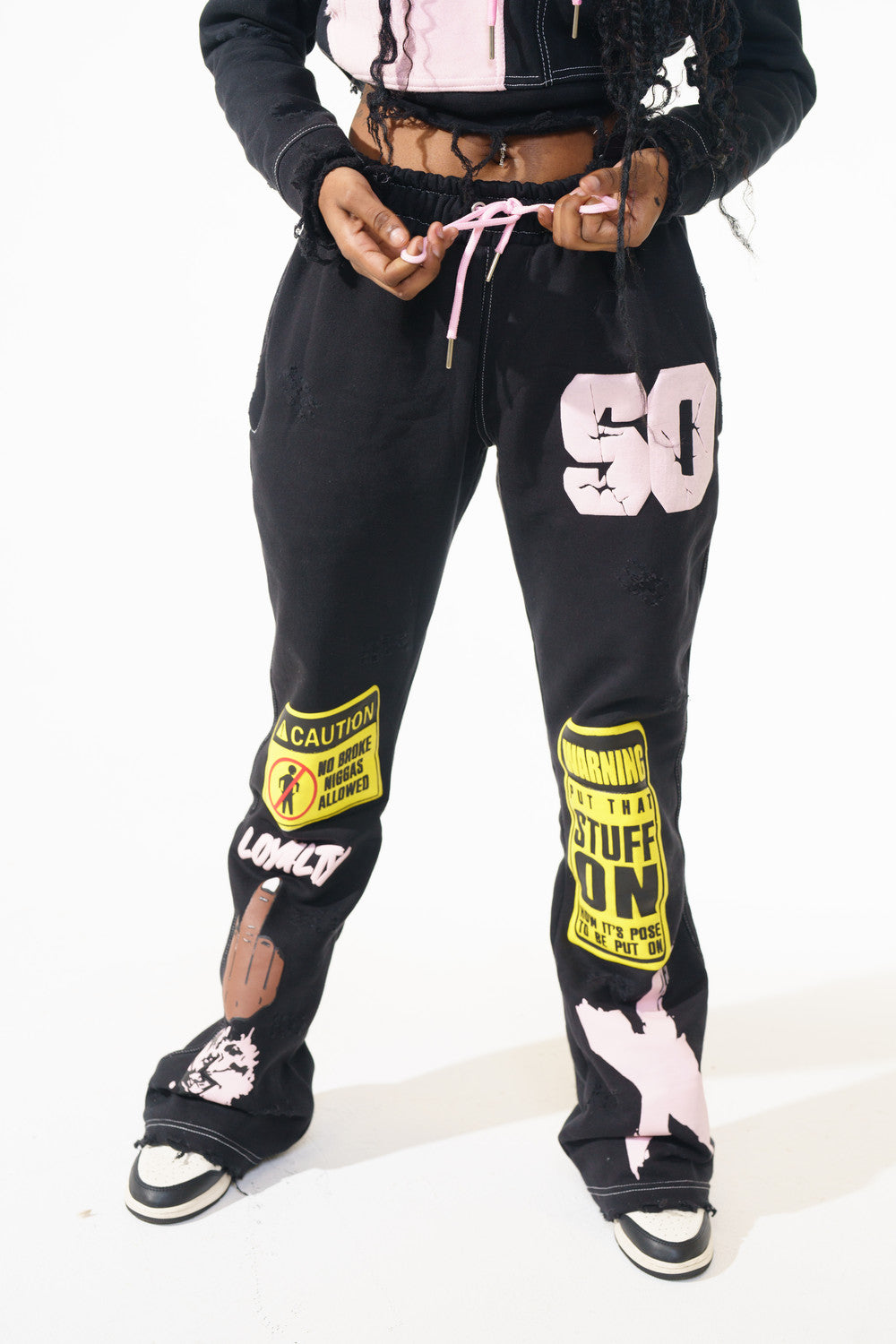 Women's SO Black & Pink "Caution" Set