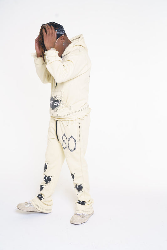 Mens SO Cream & Black "Hearts" Set
