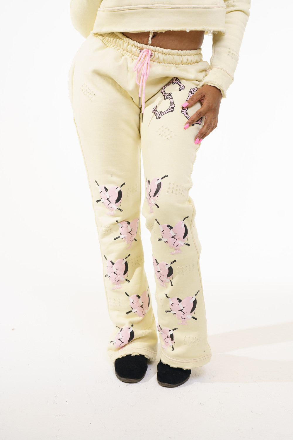 Women's SO Cream and Pink "Hearts" Set