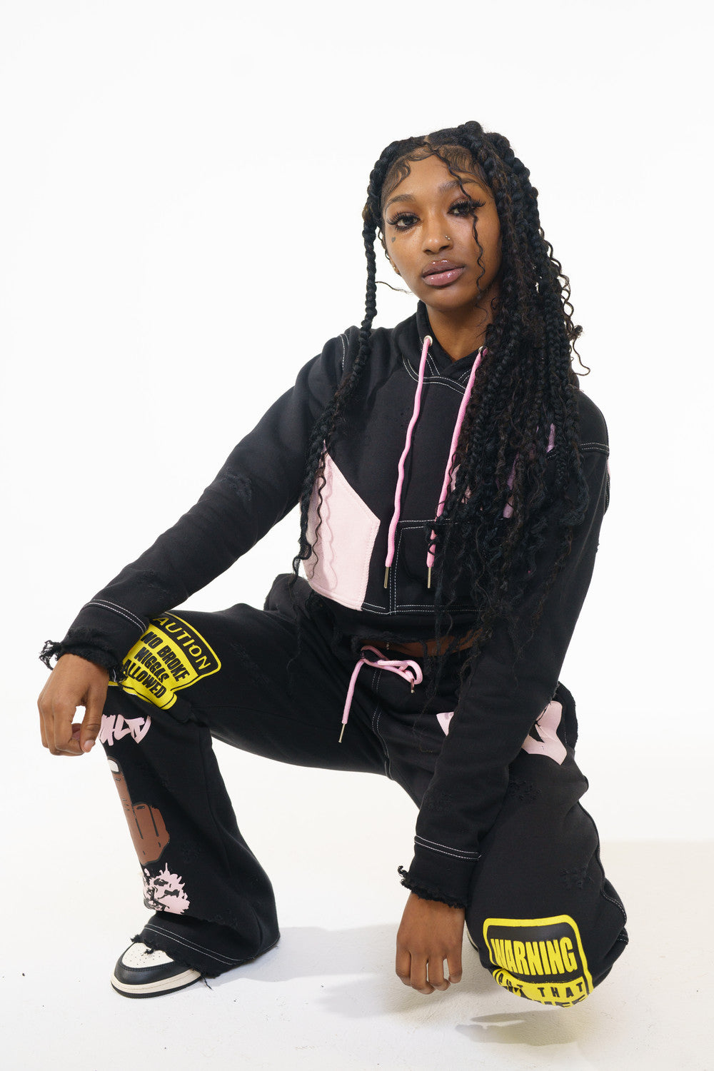 Women's SO Black & Pink "Caution" Set