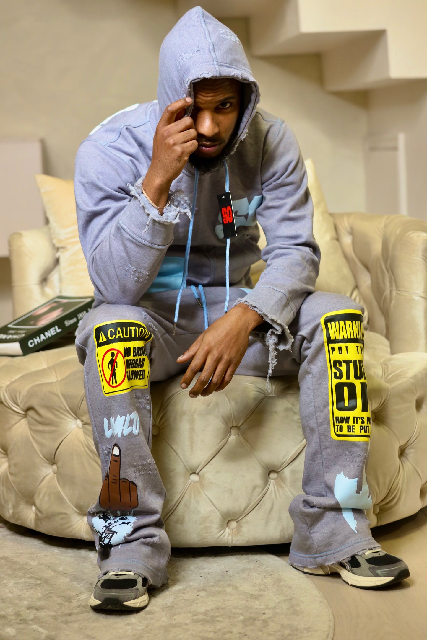 Mens SO Gray & Blue "Caution" Set